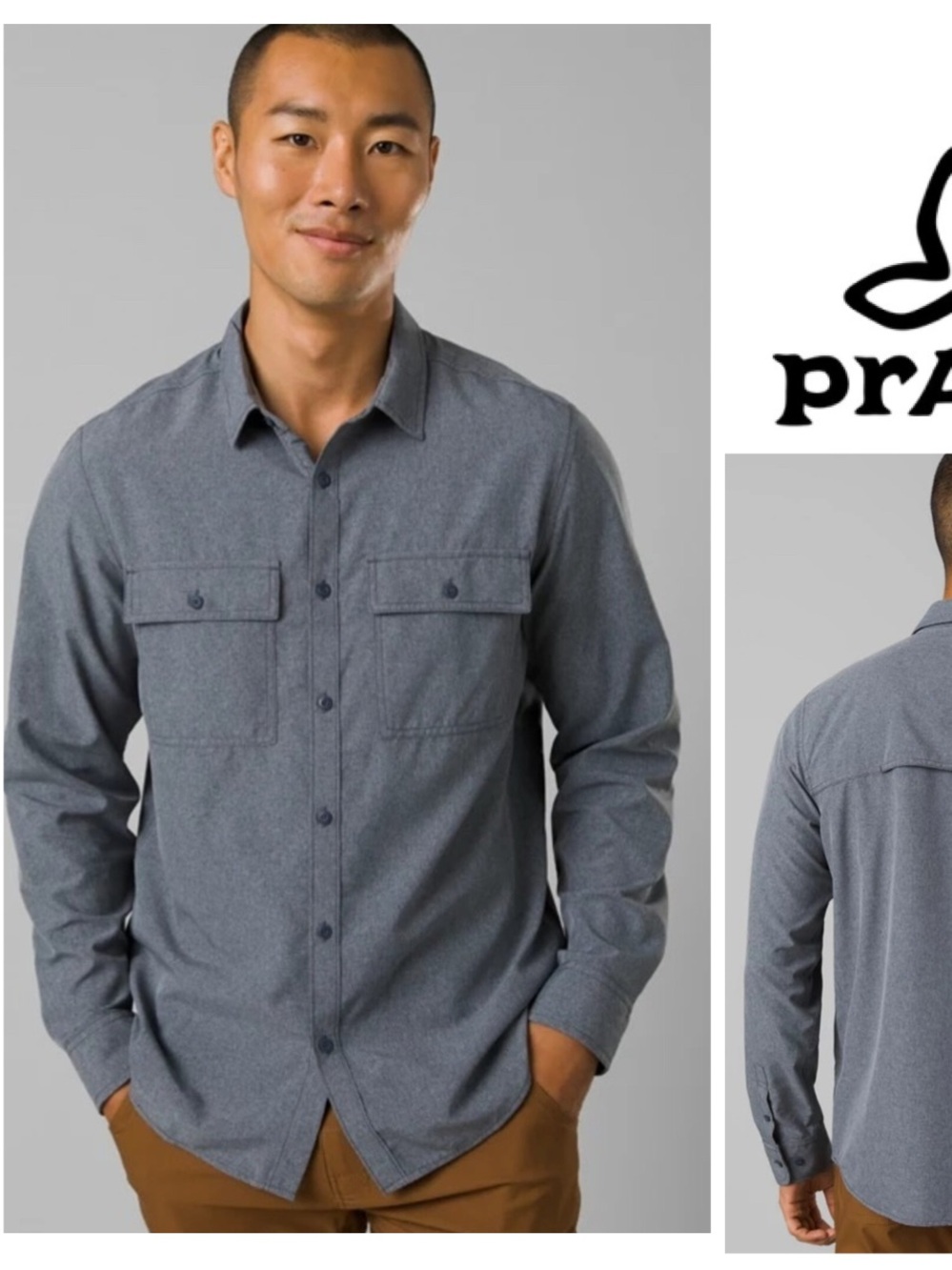 prAna Lost Sol LS Long-Sleeve Button-Up Shirt in Chambray Blue